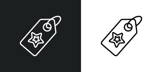 Poster - gift tag line icon in white and black colors. gift tag flat vector icon from gift tag collection for