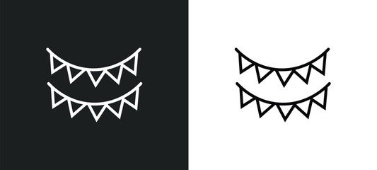 Poster - celebration garlands line icon in white and black colors. celebration garlands flat vector icon from celebration garlands collection for web, mobile apps and ui.
