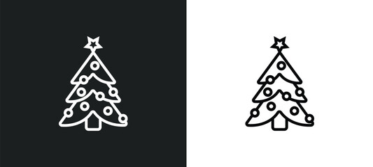 Poster - christmas line icon in white and black colors. christmas flat vector icon from christmas collection for web, mobile apps and ui.