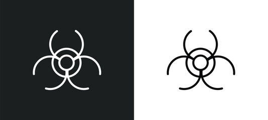 Poster - biohazard line icon in white and black colors. biohazard flat vector icon from biohazard collection for web, mobile apps and ui.