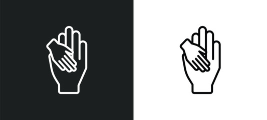 Poster - charity line icon in white and black colors. charity flat vector icon from charity collection for web, mobile apps and ui.