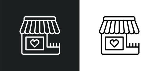 Poster - charity shop line icon in white and black colors. charity shop flat vector icon from charity shop collection for web, mobile apps and ui.