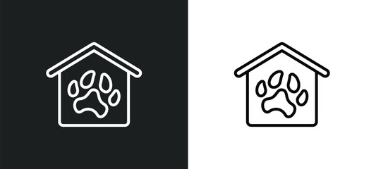 Poster - shelter line icon in white and black colors. shelter flat vector icon from shelter collection for web, mobile apps and ui.