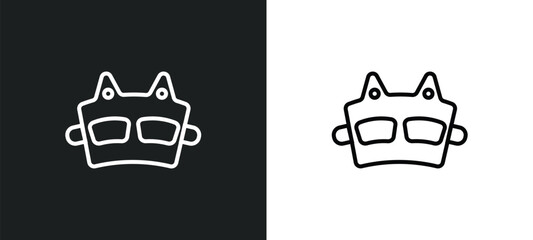 car brake pad line icon in white and black colors. car brake pad flat vector icon from car brake pad collection for web, mobile apps and ui.