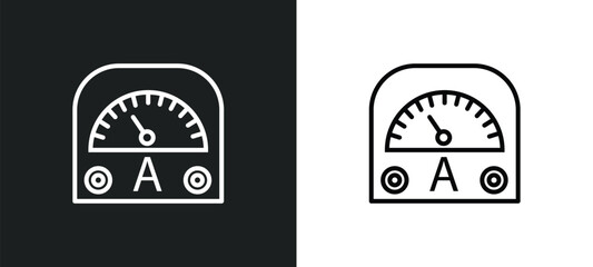 Poster - car ammeter line icon in white and black colors. car ammeter flat vector icon from car ammeter collection for web, mobile apps and ui.