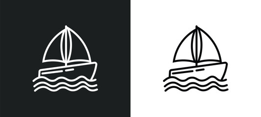 Poster - boat line icon in white and black colors. boat flat vector icon from boat collection for web, mobile apps and ui.