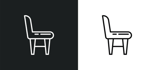 Poster - chair line icon in white and black colors. chair flat vector icon from chair collection for web, mobile apps and ui.