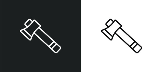 Poster - axe line icon in white and black colors. axe flat vector icon from axe collection for web, mobile ap