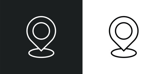Poster - location line icon in white and black colors. location flat vector icon from location collection for