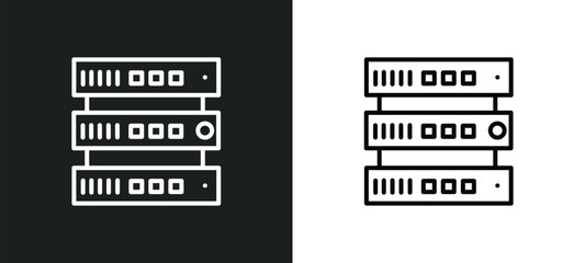 Poster - database interconnected line icon in white and black colors. database interconnected flat vector ico