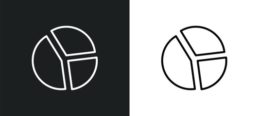 Poster - circular chart line icon in white and black colors. circular chart flat vector icon from circular chart collection for web, mobile apps and ui.