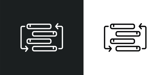 rearrange line icon in white and black colors. rearrange flat vector icon from rearrange collection for web, mobile apps and ui.