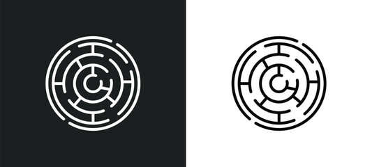 Poster - maze game line icon in white and black colors. maze game flat vector icon from maze game collection for web, mobile apps and ui.