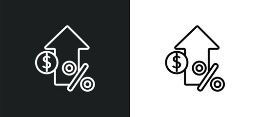 Poster - increase rate line icon in white and black colors. increase rate flat vector icon from increase rate collection for web, mobile apps and ui.