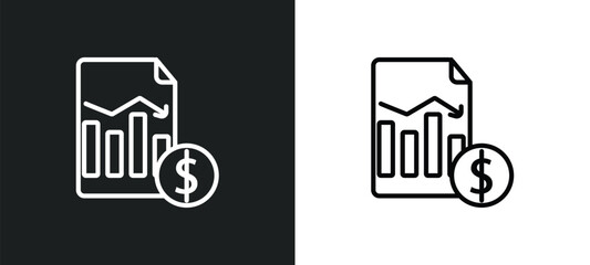 Poster - profit report line icon in white and black colors. profit report flat vector icon from profit report collection for web, mobile apps and ui.
