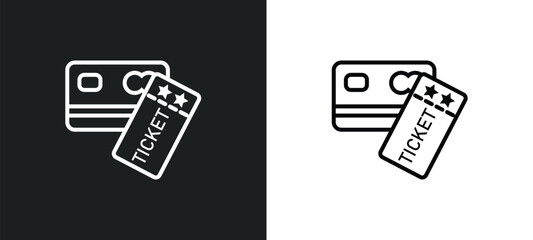 Poster - credit card and ticket line icon in white and black colors. credit card and ticket flat vector icon from credit card ticket collection for web, mobile apps ui.