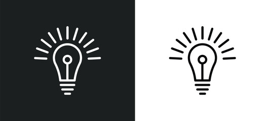 Poster - round light bulb line icon in white and black colors. round light bulb flat vector icon from round light bulb collection for web, mobile apps and ui.
