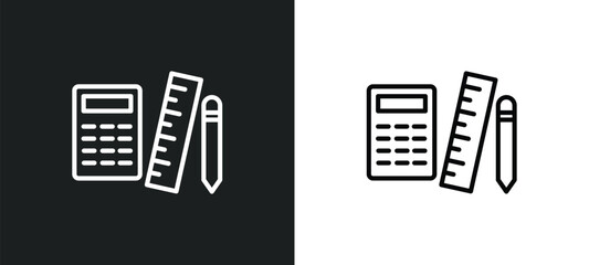 Poster - maths tool line icon in white and black colors. maths tool flat vector icon from maths tool collection for web, mobile apps and ui.