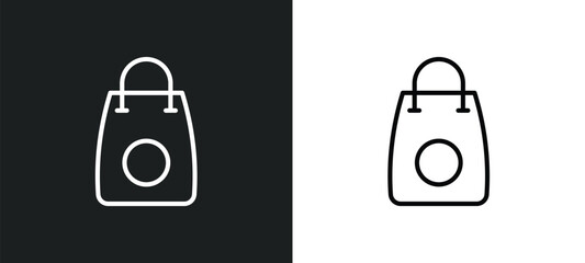 Poster - supermarket bag line icon in white and black colors. supermarket bag flat vector icon from supermarket bag collection for web, mobile apps and ui.
