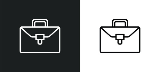 Poster - briefcase line icon in white and black colors. briefcase flat vector icon from briefcase collection for web, mobile apps and ui.