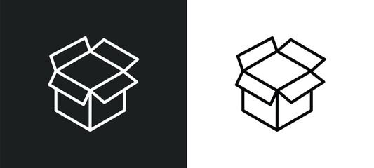 Poster - empty box line icon in white and black colors. empty box flat vector icon from empty box collection for web, mobile apps and ui.