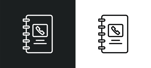 Poster - address book line icon in white and black colors. address book flat vector icon from address book collection for web, mobile apps and ui.