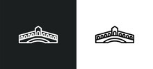 Rialto Bridge Line Icon In White And Black Colors. Rialto Bridge Flat Vector Icon From Rialto Bridge Collection For Web, Mobile Apps And Ui.