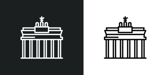 Poster - brandenburg gate line icon in white and black colors. brandenburg gate flat vector icon from brandenburg gate collection for web, mobile apps and ui.