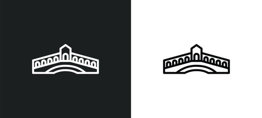 Fototapete - rialto bridge line icon in white and black colors. rialto bridge flat vector icon from rialto bridge