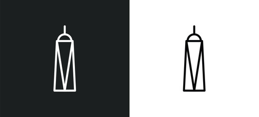 Poster - world trade center line icon in white and black colors. world trade center flat vector icon from world trade center collection for web, mobile apps and ui.
