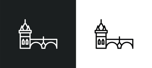 Fototapete - charles bridge line icon in white and black colors. charles bridge flat vector icon from charles bri