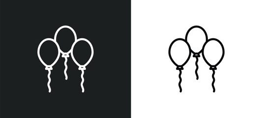 Poster - balloons line icon in white and black colors. balloons flat vector icon from balloons collection for web, mobile apps and ui.