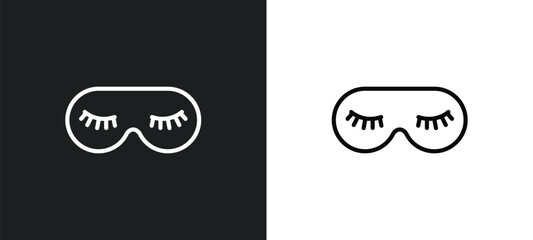 Poster - eye mask line icon in white and black colors. eye mask flat vector icon from eye mask collection for web, mobile apps and ui.