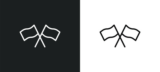 Poster - flags line icon in white and black colors. flags flat vector icon from flags collection for web, mobile apps and ui.