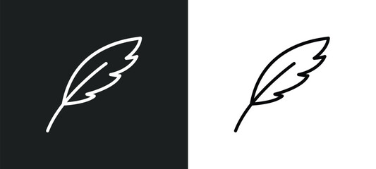 Aufkleber - feather line icon in white and black colors. feather flat vector icon from feather collection for web, mobile apps and ui.