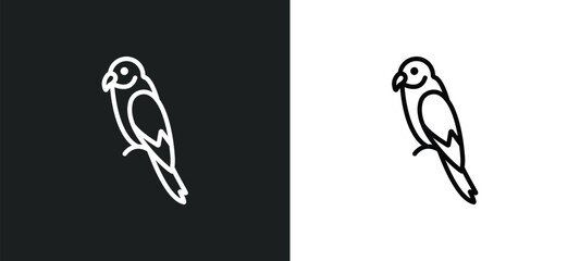 Fototapete - parrot line icon in white and black colors. parrot flat vector icon from parrot collection for web, 