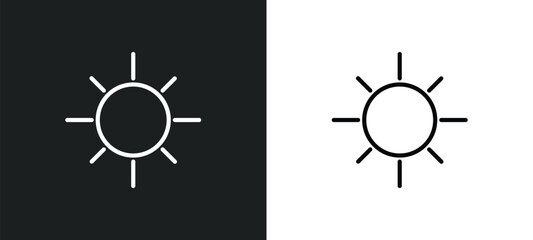 Poster - sun line icon in white and black colors. sun flat vector icon from sun collection for web, mobile apps and ui.