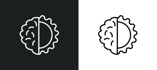 Poster - brain process line icon in white and black colors. brain process flat vector icon from brain process collection for web, mobile apps and ui.