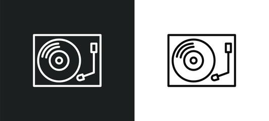 Poster - vinyl line icon in white and black colors. vinyl flat vector icon from vinyl collection for web, mobile apps and ui.