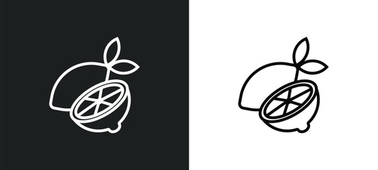 Poster - half lemon line icon in white and black colors. half lemon flat vector icon from half lemon collection for web, mobile apps and ui.