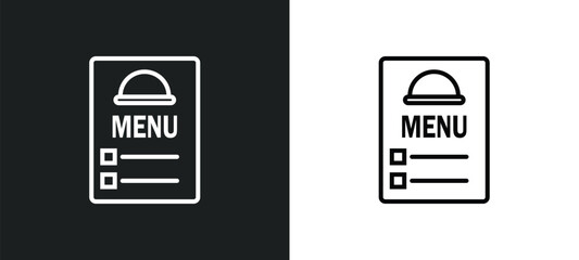 Poster - menu card line icon in white and black colors. menu card flat vector icon from menu card collection for web, mobile apps and ui.