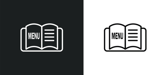 Poster - open menu line icon in white and black colors. open menu flat vector icon from open menu collection for web, mobile apps and ui.