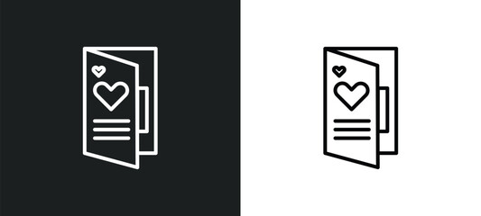 Poster - greeting card line icon in white and black colors. greeting card flat vector icon from greeting card collection for web, mobile apps and ui.