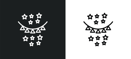 Poster - birthday flag line icon in white and black colors. birthday flag flat vector icon from birthday flag collection for web, mobile apps and ui.
