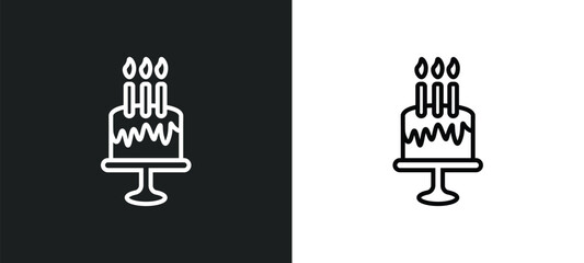 Poster - birthday line icon in white and black colors. birthday flat vector icon from birthday collection for web, mobile apps and ui.