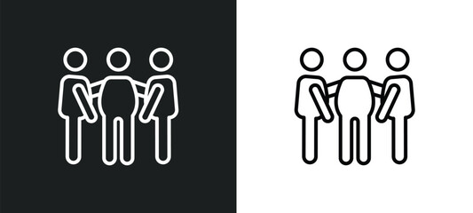Poster - three men conference line icon in white and black colors. three men conference flat vector icon from three men conference collection for web, mobile apps and ui.