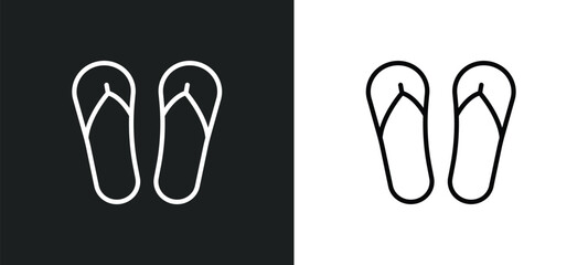 Poster - two flip flops line icon in white and black colors. two flip flops flat vector icon from two flip flops collection for web, mobile apps and ui.