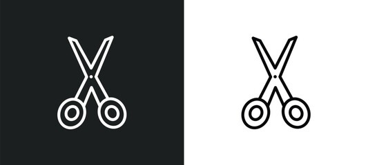 Poster - open hair scissors line icon in white and black colors. open hair scissors flat vector icon from open hair scissors collection for web, mobile apps and ui.