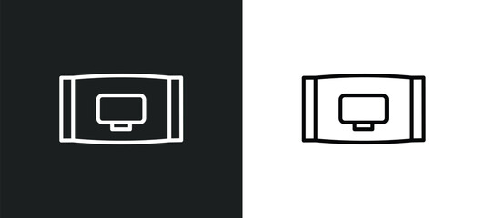 Poster - wipes line icon in white and black colors. wipes flat vector icon from wipes collection for web, mob