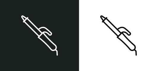 Poster - curler line icon in white and black colors. curler flat vector icon from curler collection for web, mobile apps and ui.